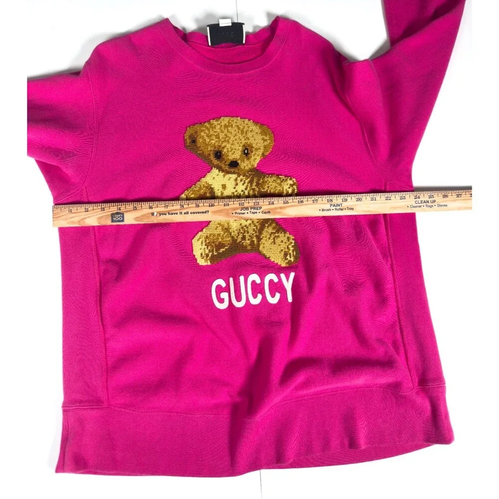 Authentic Gucci Pink Embroidered Teddy Bear Sweater XXXL